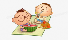 姐弟吃瓜吵架图片,一场关于瓜皮的趣味争执